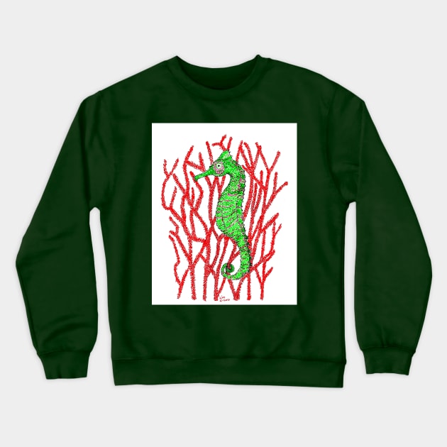 green sea horse Crewneck Sweatshirt by LinSchlich